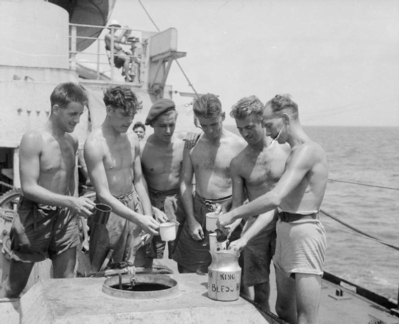 The British Reoccupation of Hong Kong, 1945 Men of the 3rd Commando Brigade receive their rum ration aboard Landing Ship Tank LST 304 - Photo: Wikicommons The British Reoccupation of Hong Kong, 1945 Men of the 3rd Commando Brigade receive their rum ration aboard Landing Ship Tank LST 304 - Photo: Wikicommons