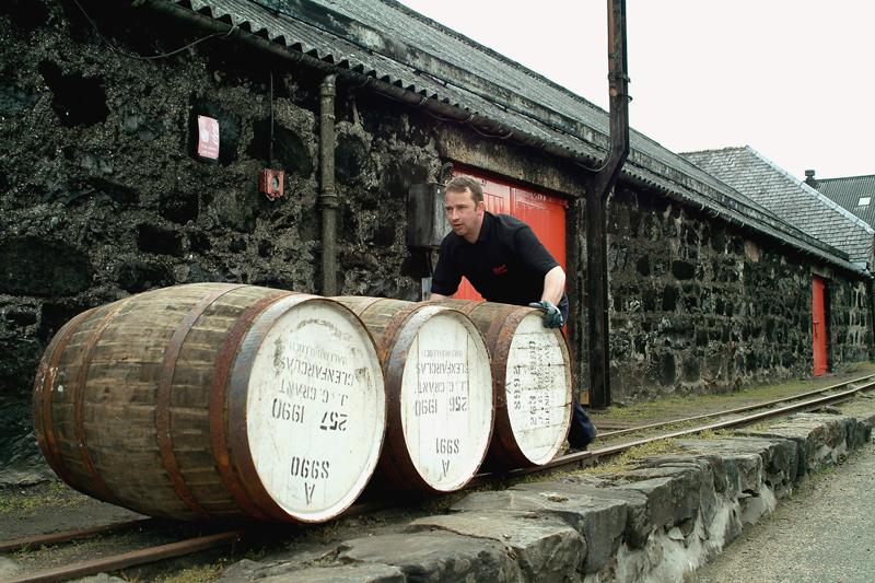 Cask Rolling at Glenfarclas - Photo: Glenfarclas Distillery Cask Rolling at Glenfarclas - Photo: Glenfarclas Distillery