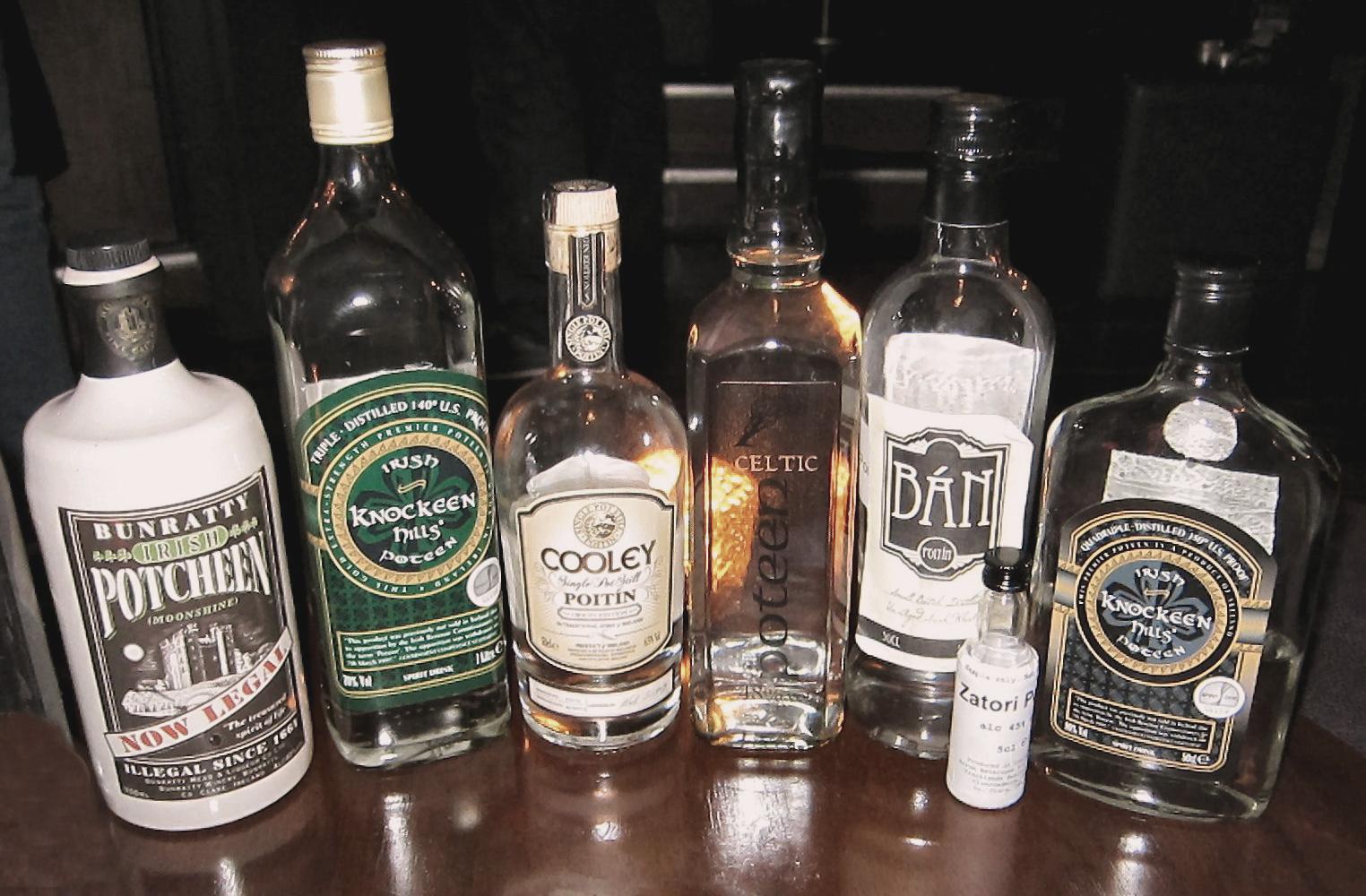 A Selection of Legal Irish and Celtic Poitin. Source: Ethanbentley/Wikimedia A Selection of Legal Irish and Celtic Poitin. Source: Ethanbentley/Wikimedia