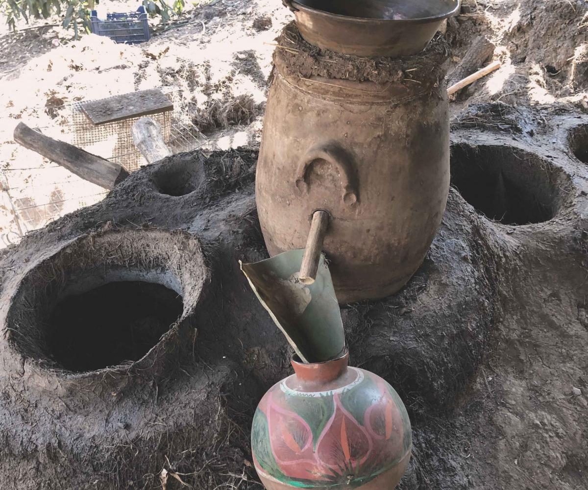 A clay pot distillery for Raicilla in Jalisco at the distillery of Maestro Tabernero Don Luis Contreras who lives in Tienda Nueva, La Manzanilla de la Paz by max garrone