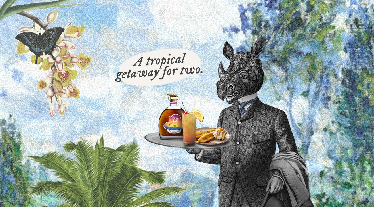 Larga Vida XO Rum + Banana Flambé + Jungle Bird Cocktail Larga Vida XO Rum + Banana Flambé